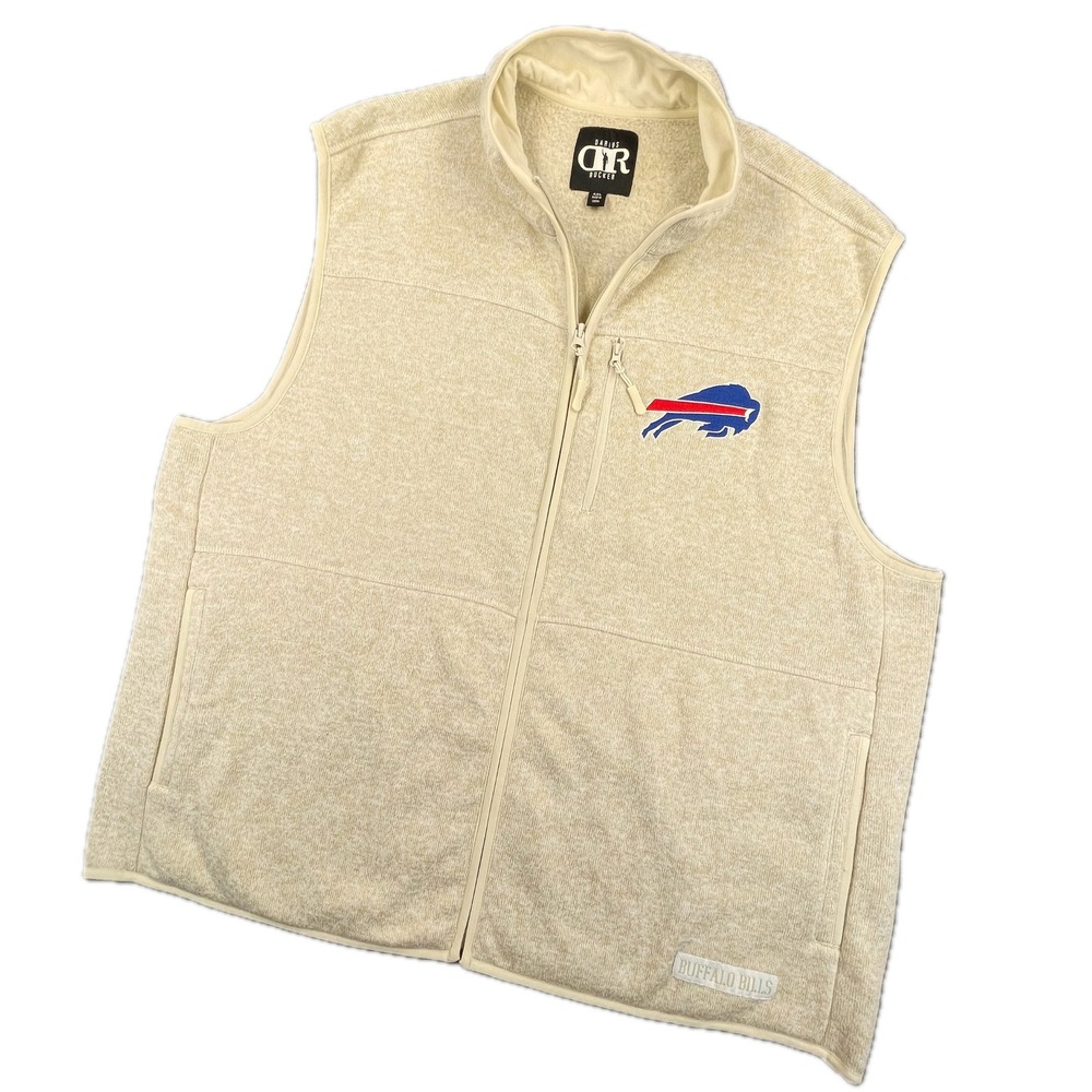 Darius Rucker Buffalo Bills Full Zip Fleece Vest XXL Beige NFL Gameday Gear
